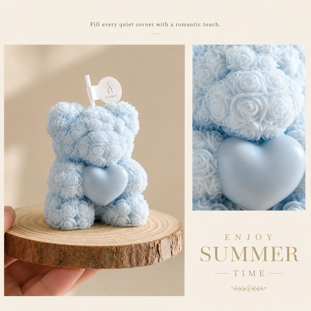 LucenWave Rose Bear Scented Candle