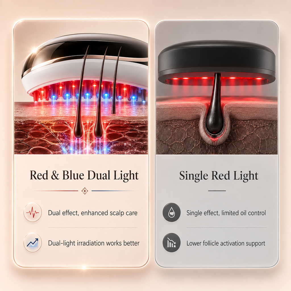 Electric red blue light massage comb vibration relaxation household scalp introducer hair care hair care spray hair generator