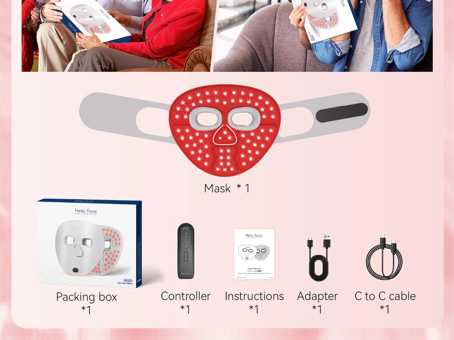 Red Light Therapy for Face Wireless Face Mask