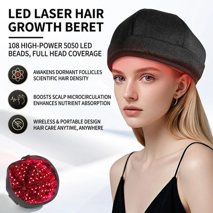 Red Light Therapy Beret Cap 108 LED
