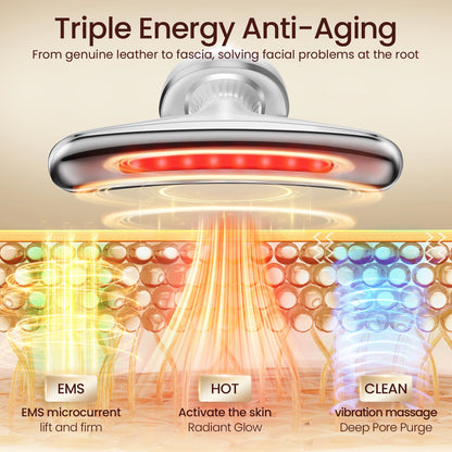 Face and Neck Massager, Handheld Red Light Therapy