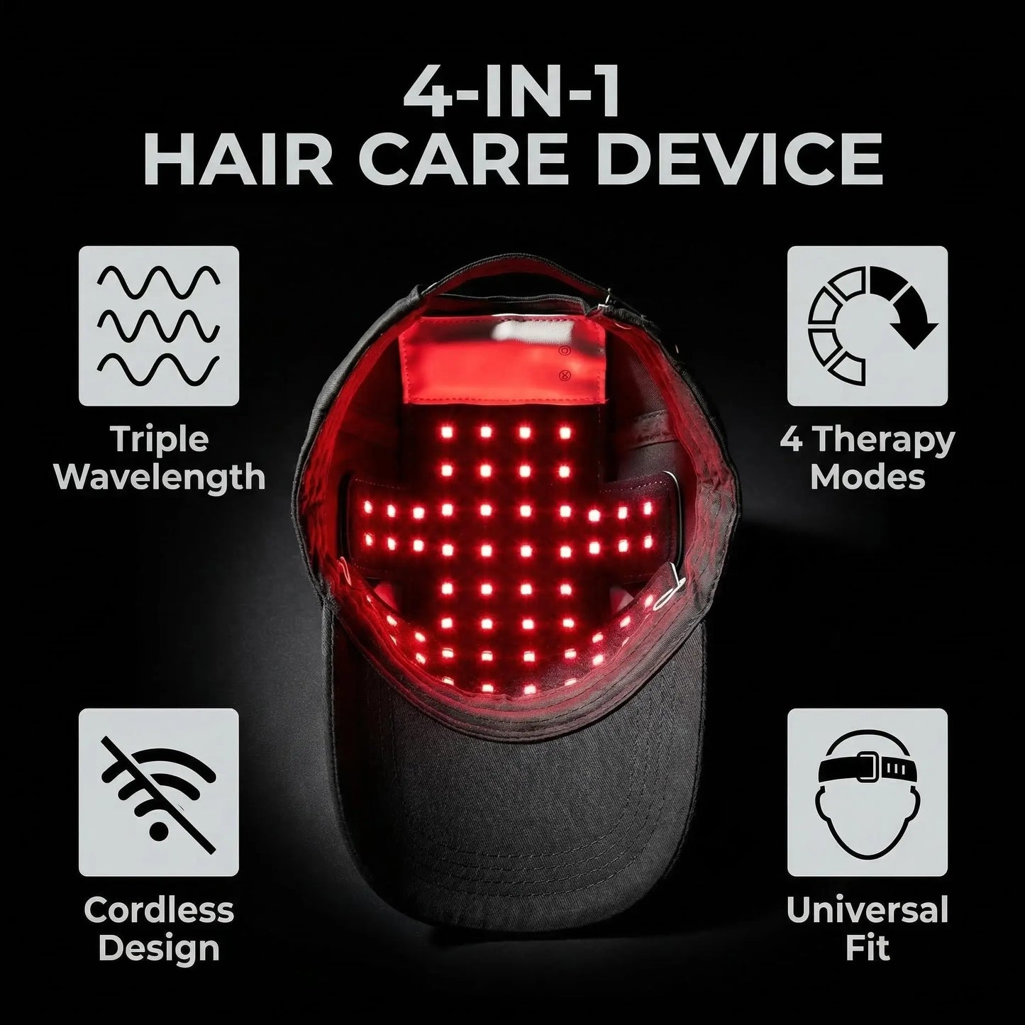 Red Light Therapy For Hair Fast Growth Cap Red&Infrared Light Therapy Device For Hair Loss Treatment With USB Charging Anti-hair