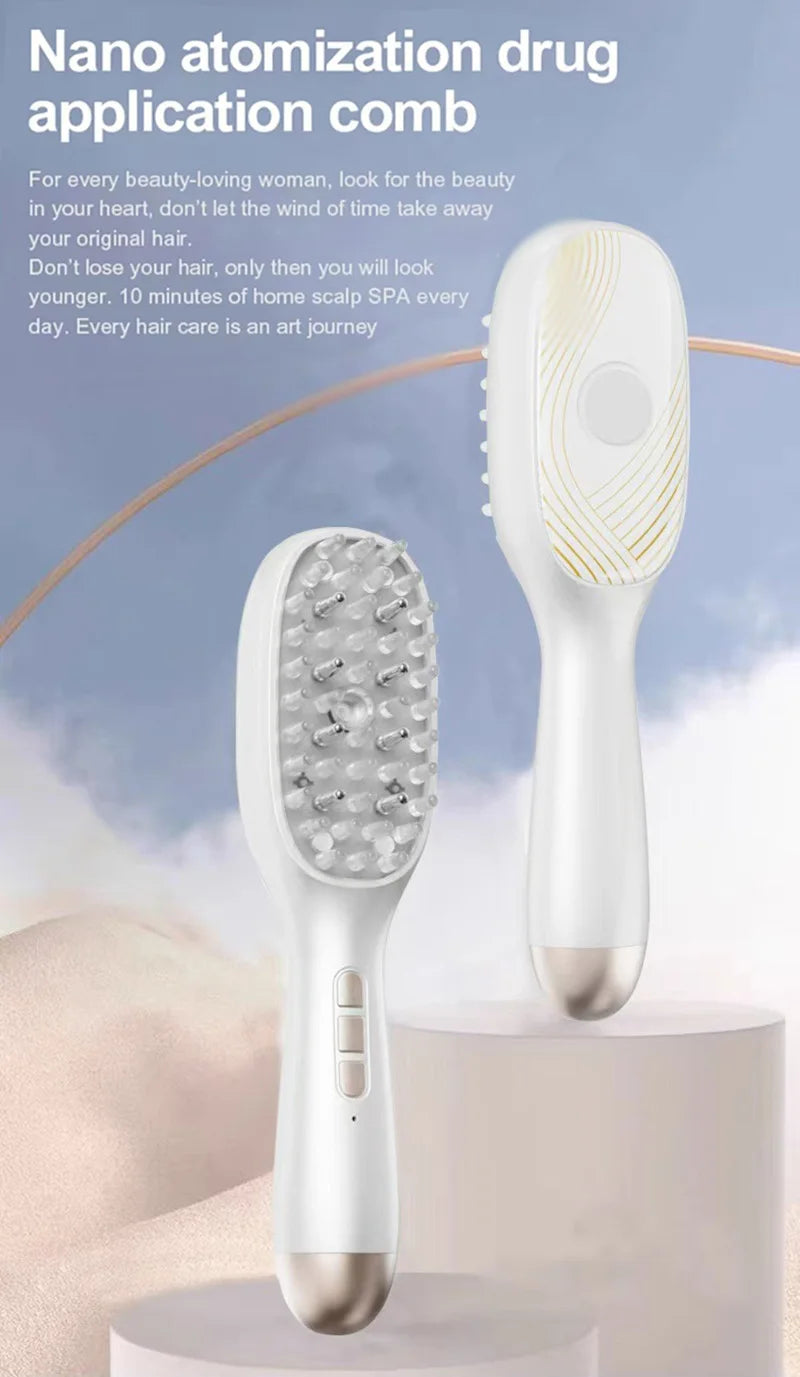 Electric Spray Massage Comb Red Blue Light Hair Growth Scalp Liquid Medicine Atomizing Comb Anti Hair Loss Vibration Head Scalp