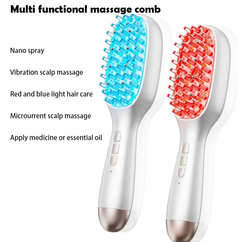 Electric Spray Massage Comb Red Blue Light Hair Growth Scalp Liquid Medicine Atomizing Comb Anti Hair Loss Vibration Head Scalp