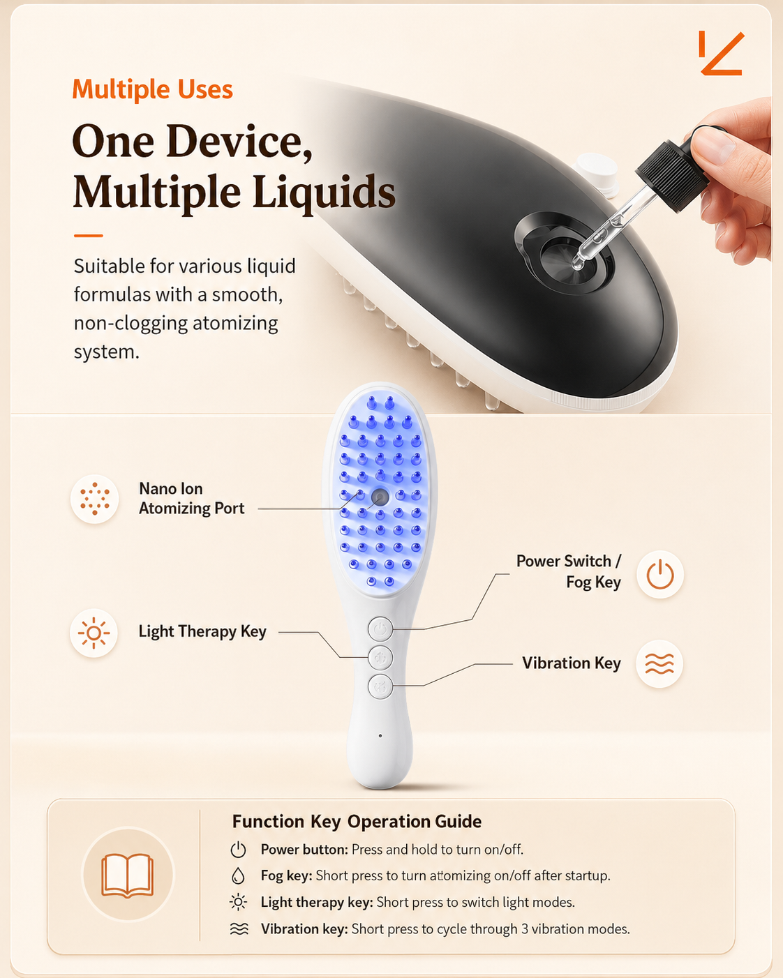 Electric red blue light massage comb vibration relaxation household scalp introducer hair care hair care spray hair generator