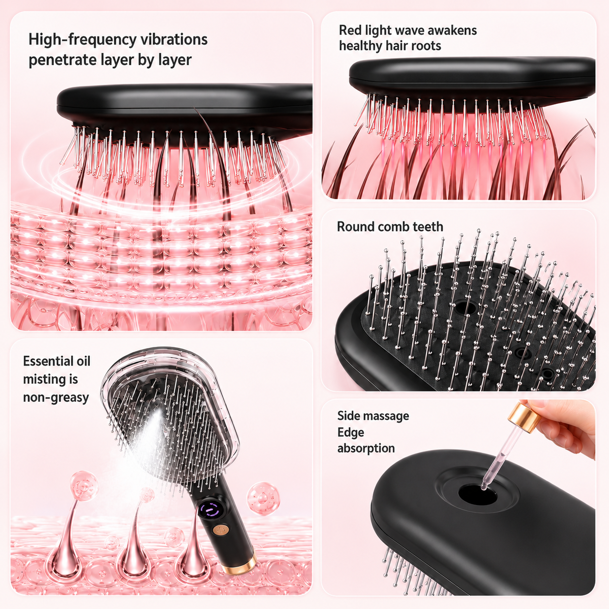 Electric Red Light Hair Care Brush
