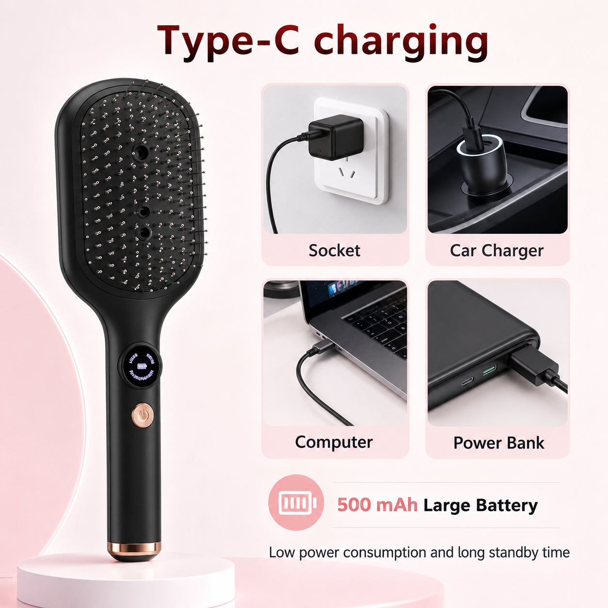 Electric Red Light Hair Care Brush