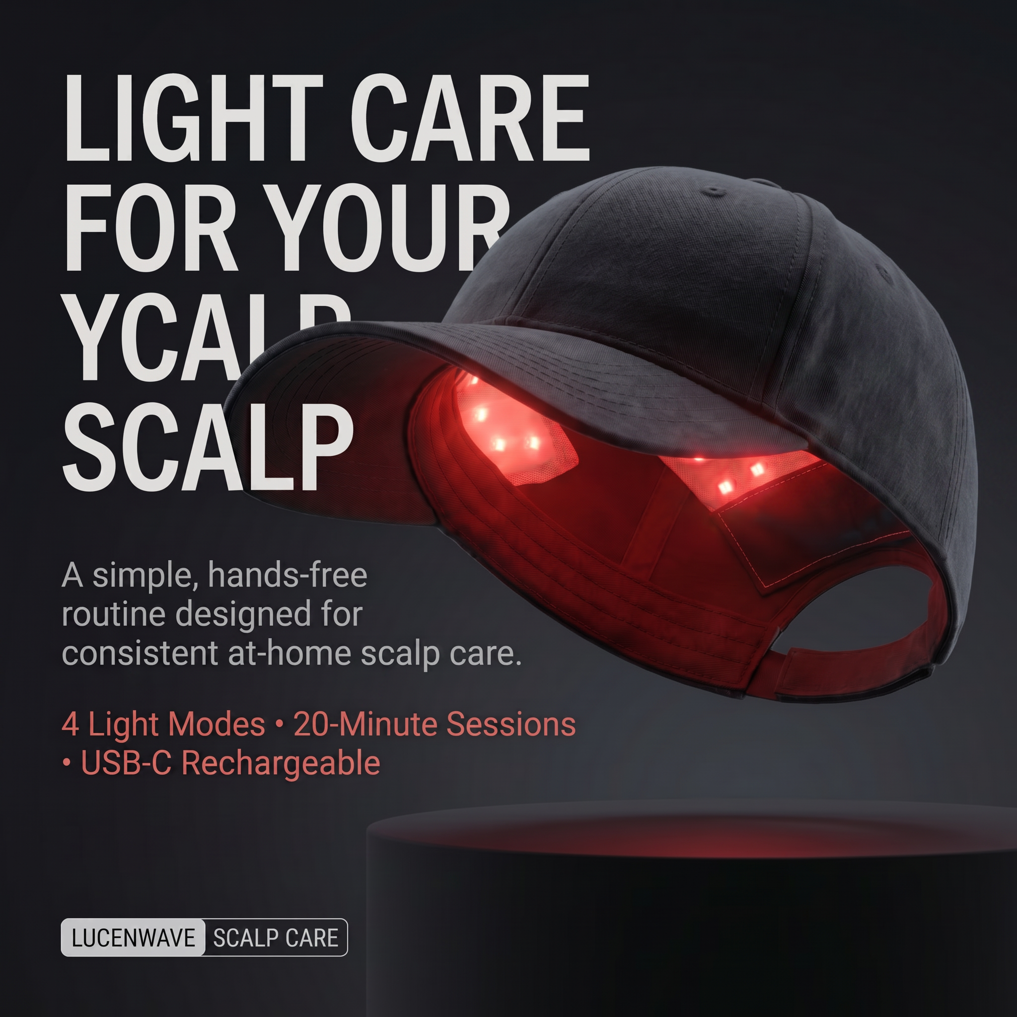 LucenWave Multi-Light Scalp Therapy Cap (USB Charging)