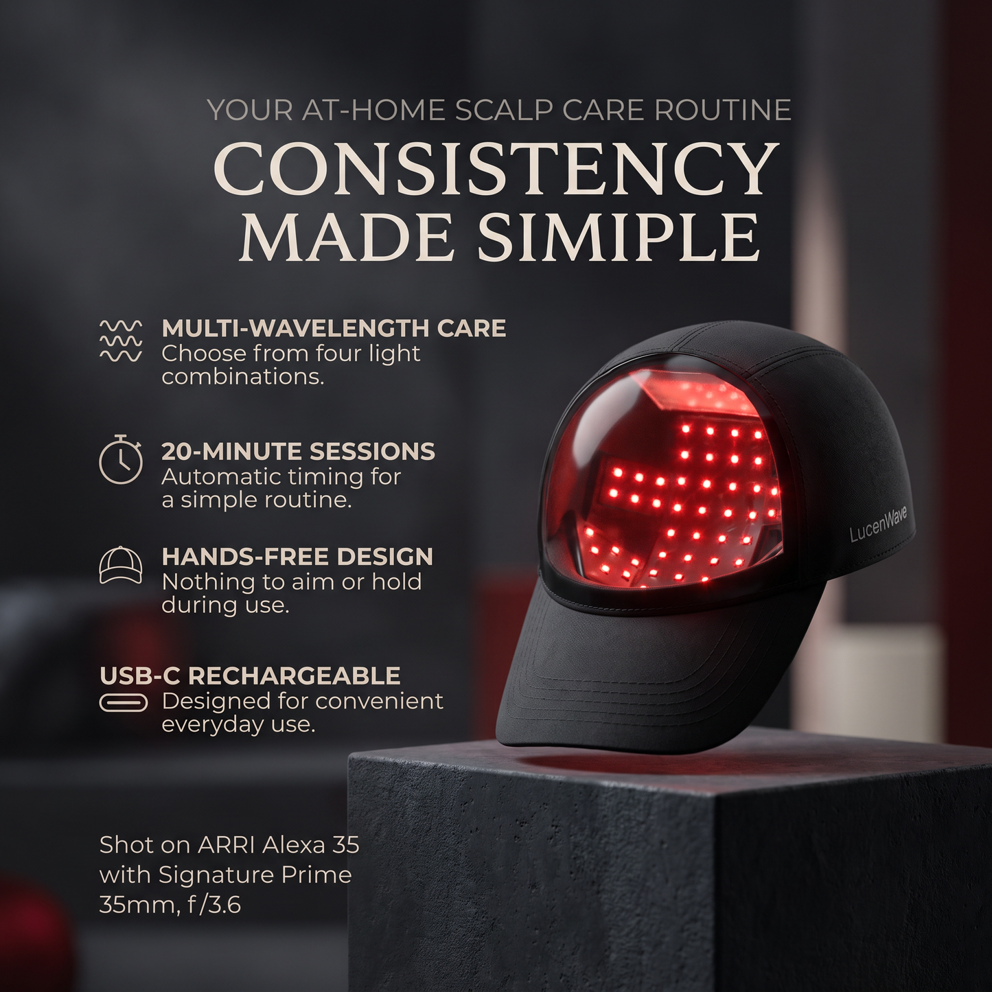 LucenWave Multi-Light Scalp Therapy Cap (USB Charging)