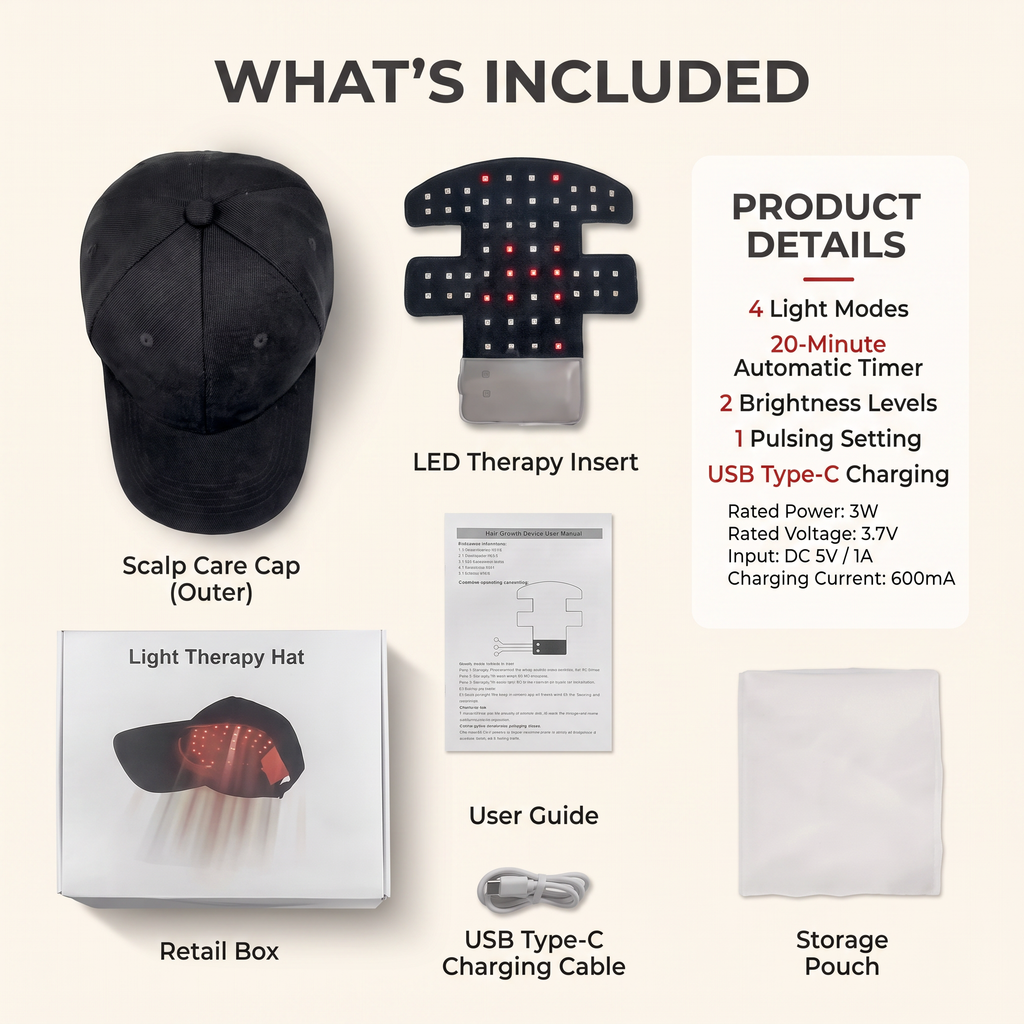 LucenWave Multi-Light Scalp Therapy Cap (USB Charging)